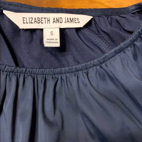 Elizabeth and James Navy Blue Midi Dress with Gold Accents - Picture 5 of 7